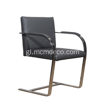 Cadeira de comedor de coiro de barra plana moderna
